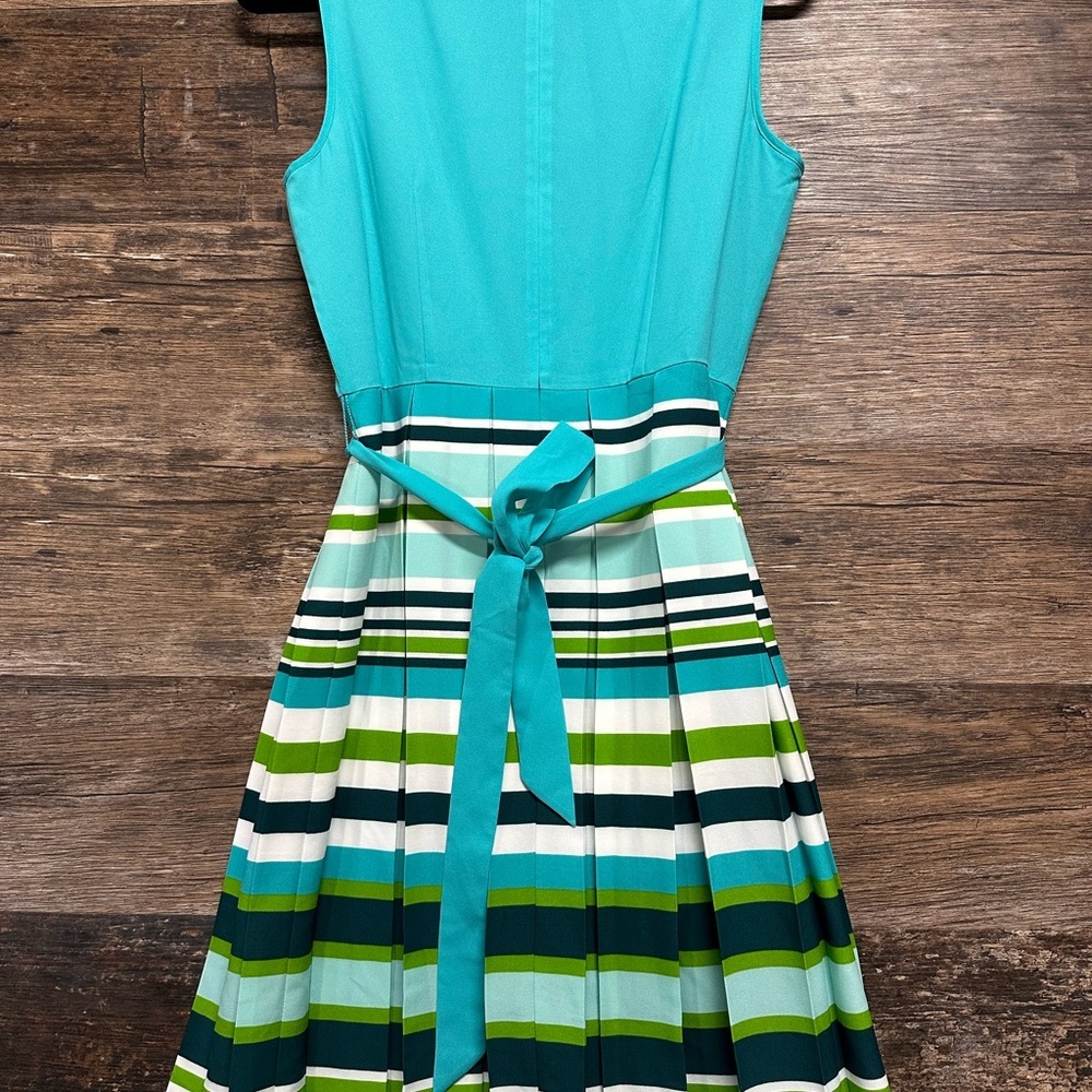 Talbots Blue and White Pleated A-Line Sundress - Picture 2 of 7
